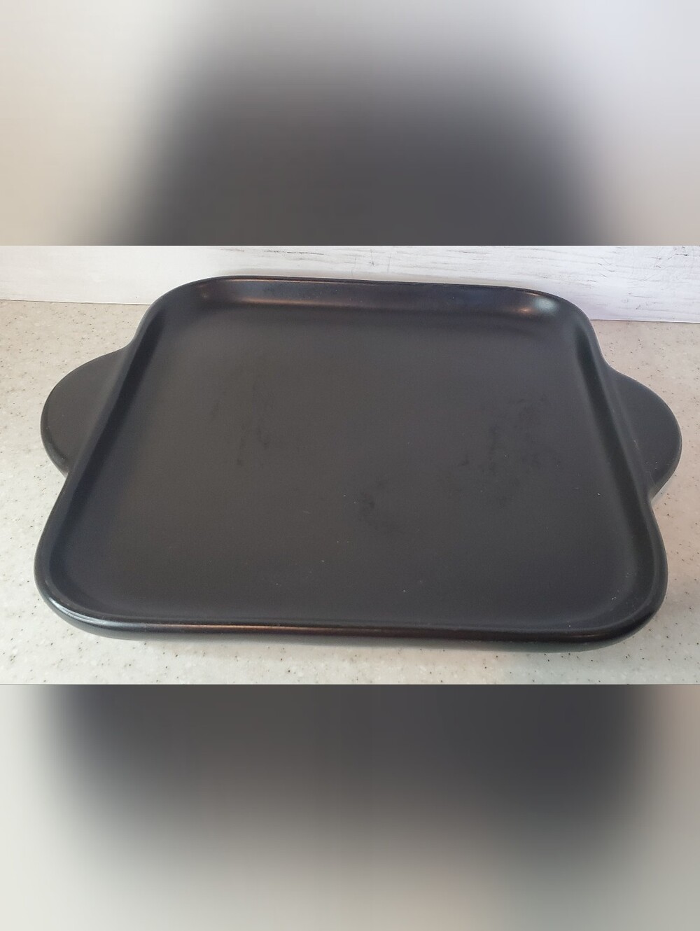 Pampered Chef Rockcrok 9" Grill Stone Pan Black Square Griddle Discontinued